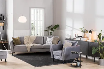 Trend Lenestol - Lysegrå - Møbler - Stoler - Lenestoler - Fløyelslenestol