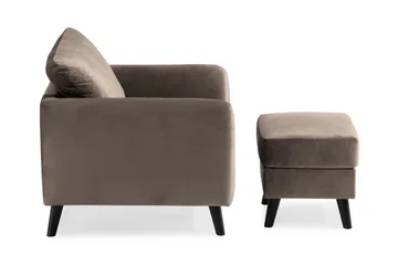 Trend Lenestol med Fotskammel - Muldvarp Fløyel - Møbler - Stoler - Lenestoler - Fløyelslenestol