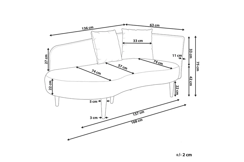 Gabriell Sjeselong 168 cm Høyre - Beige - Møbler - Stoler - Lenestoler - Liggestol