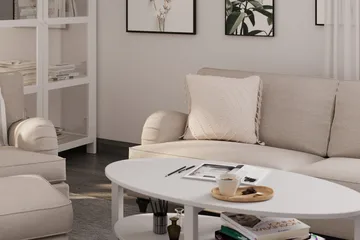 Howard Classic Lenestol med Fotskammel - Beige - Møbler - Stoler - Lenestoler - Lenestol med fotskammel