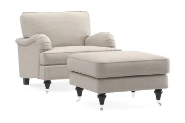 Howard Classic Lenestol med Fotskammel - Beige - Møbler - Stoler - Lenestoler - Lenestol med fotskammel