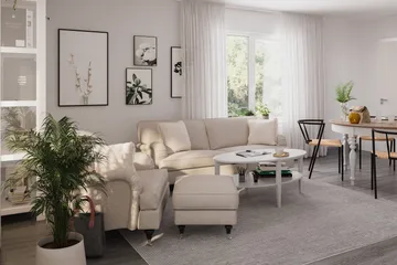 Howard Classic Lenestol med Fotskammel - Beige - Møbler - Stoler - Lenestoler - Lenestol med fotskammel