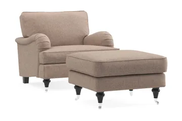 Howard Classic Lenestol med Fotskammel - Mørk beige - Møbler - Stoler - Lenestoler - Lenestol med fotskammel