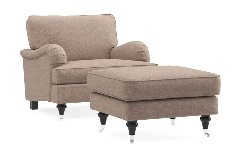 Howard Classic Lenestol med Fotskammel - Mørk beige - Møbler - Stoler - Lenestoler - Lenestol med fotskammel
