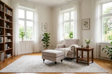 Howard Classic sofagruppe lenestol og fotskammel i fløyel - Beige - Møbler - Stoler - Lenestoler - Howard lenestol