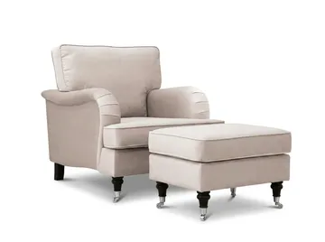 Howard Classic sofagruppe lenestol og fotskammel i fløyel - Beige - Møbler - Stoler - Lenestoler - Howard lenestol