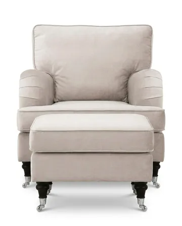 Howard Classic sofagruppe lenestol og fotskammel i fløyel - Beige - Møbler - Stoler - Lenestoler - Howard lenestol