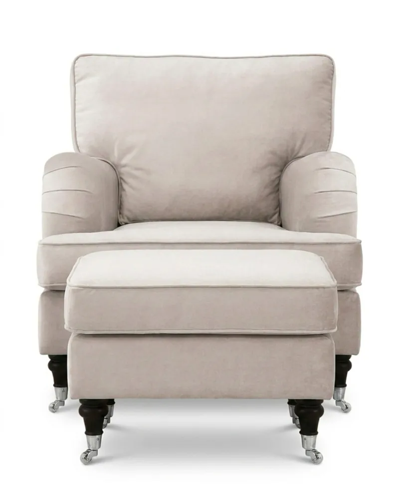 Howard Classic sofagruppe lenestol og fotskammel i fløyel - Beige - Møbler - Stoler - Lenestoler - Howard lenestol