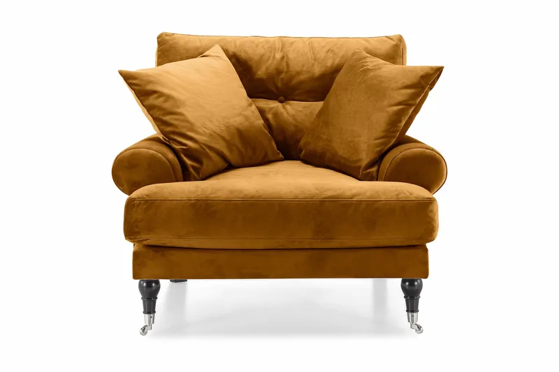 Andrew Lenestol Fløyel - Amber/Krom - Møbler - Stoler - Lenestoler - Fløyelslenestol