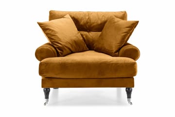 Andrew Lenestol Fløyel - Amber/Krom - Møbler - Stoler - Lenestoler - Fløyelslenestol