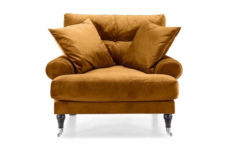 Andrew Lenestol Fløyel - Amber/Krom - Møbler - Stoler - Lenestoler - Fløyelslenestol