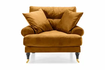 Andrew Lenestol Fløyel - Amber/Messing - Møbler - Stoler - Lenestoler - Fløyelslenestol