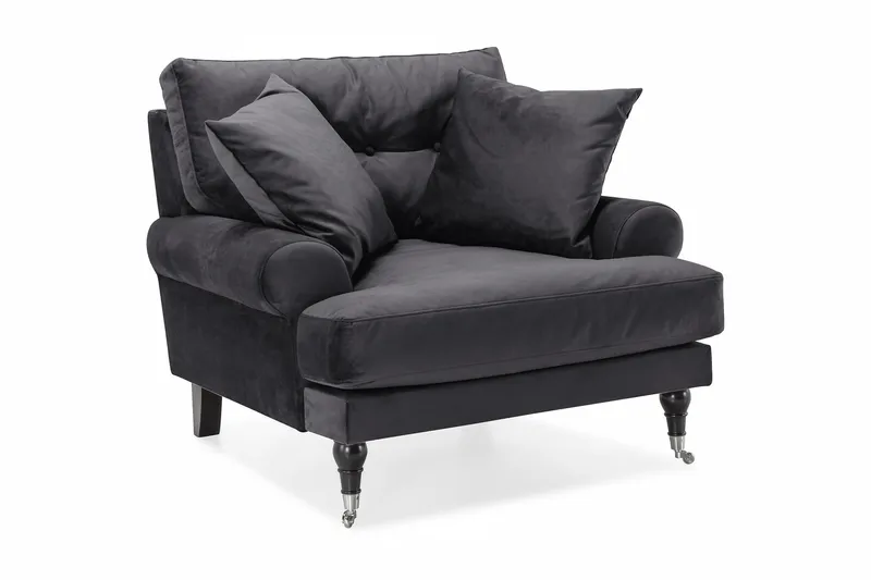 Andrew Lenestol Fløyel, Mørkegrå/Krom