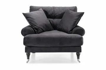 Andrew Lenestol Fløyel - Mørkegrå/Krom - Møbler - Stoler - Lenestoler - Fløyelslenestol