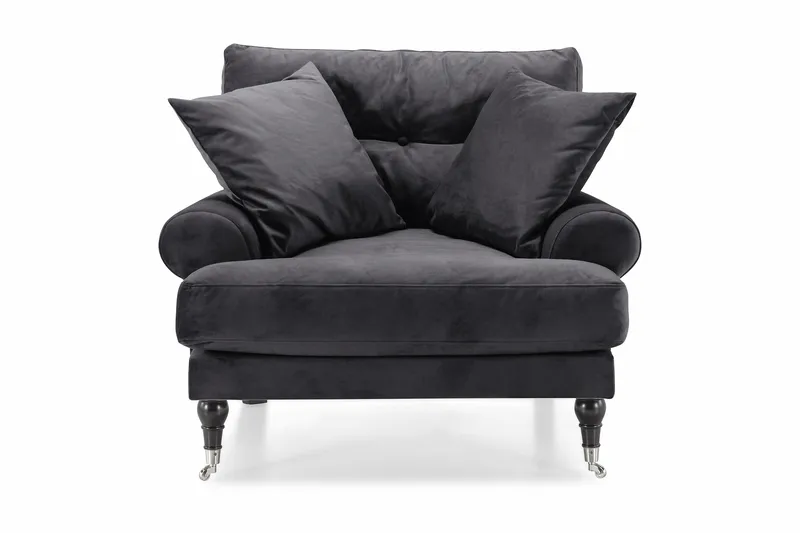 Andrew Lenestol Fløyel - Mørkegrå/Krom - Møbler - Stoler - Lenestoler - Fløyelslenestol