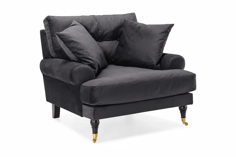 Andrew Lenestol Fløyel - Mørkegrå/Messing - Møbler - Stoler - Lenestoler - Fløyelslenestol