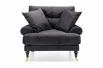 Andrew Lenestol Fløyel - Mørkegrå/Messing - Møbler - Stoler - Lenestoler - Fløyelslenestol