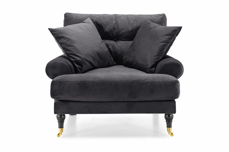 Andrew Lenestol Fløyel - Mørkegrå/Messing - Møbler - Stoler - Lenestoler - Fløyelslenestol