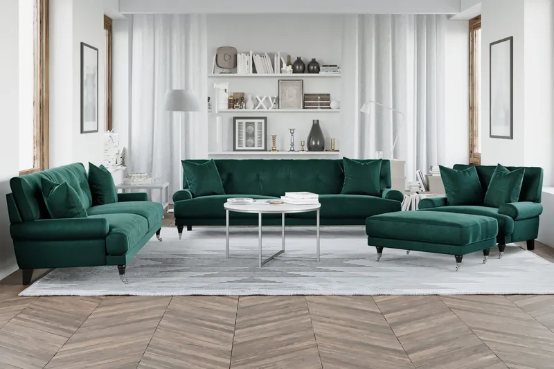 Andrew Lenestol Fløyel - Mørkegrønn/Krom - Møbler - Stoler - Lenestoler - Fløyelslenestol