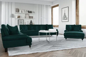 Andrew Lenestol Fløyel - Mørkegrønn/Krom - Møbler - Stoler - Lenestoler - Fløyelslenestol