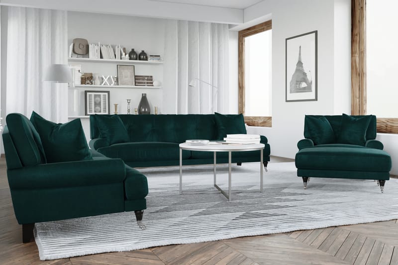 Andrew Lenestol Fløyel - Mørkegrønn/Krom - Møbler - Stoler - Lenestoler - Fløyelslenestol