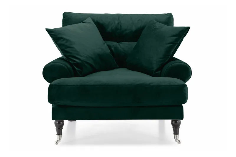 Andrew Lenestol Fløyel - Mørkegrønn/Krom - Møbler - Stoler - Lenestoler - Fløyelslenestol