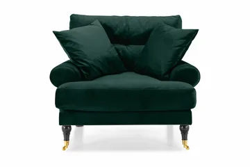 Andrew Lenestol Fløyel - Mørkegrønn/Messing - Møbler - Stoler - Lenestoler - Fløyelslenestol