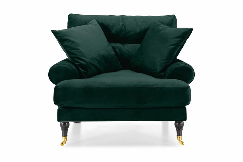 Andrew Lenestol Fløyel - Mørkegrønn/Messing - Møbler - Stoler - Lenestoler - Fløyelslenestol