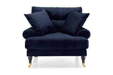 Andrew Lenestol Fløyel - Midnattsblå/Messing - Møbler - Stoler - Lenestoler - Fløyelslenestol