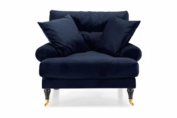 Andrew Lenestol Fløyel - Midnattsblå/Messing - Møbler - Stoler - Lenestoler - Fløyelslenestol