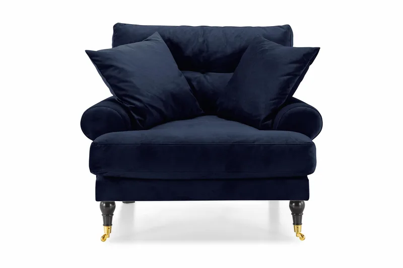 Andrew Lenestol Fløyel - Midnattsblå/Messing - Møbler - Stoler - Lenestoler - Fløyelslenestol