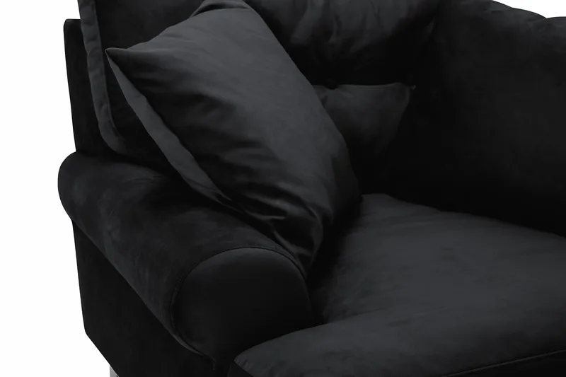 Andrew Lenestol Fløyel - Svart/Messing - Møbler - Stoler - Lenestoler - Fløyelslenestol