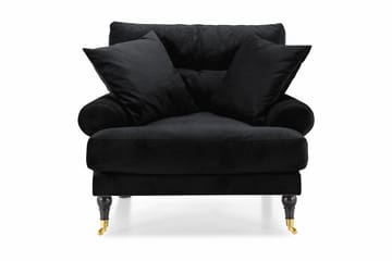 Andrew Lenestol Fløyel - Svart/Messing - Møbler - Stoler - Lenestoler - Fløyelslenestol