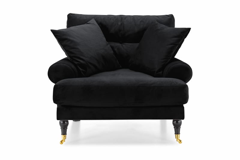 Andrew Lenestol Fløyel - Svart/Messing - Møbler - Stoler - Lenestoler - Fløyelslenestol