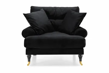 Andrew Lenestol Fløyel - Svart/Messing - Møbler - Stoler - Lenestoler - Fløyelslenestol