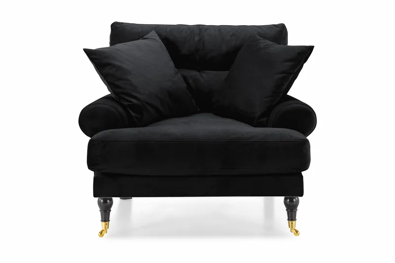 Andrew Lenestol Fløyel - Svart/Messing - Møbler - Stoler - Lenestoler - Fløyelslenestol