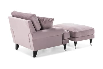 Andrew Lenestol med Fotskammel Fløyel - Lilla/Krom - Møbler - Stoler - Lenestoler - Fløyelslenestol