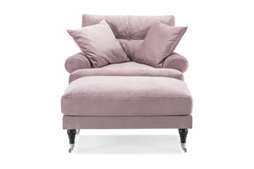 Andrew Lenestol med Fotskammel Fløyel - Lilla/Krom - Møbler - Stoler - Lenestoler - Fløyelslenestol