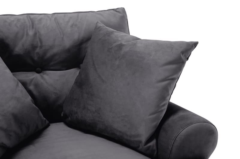 Andrew Lenestol med Fotskammel Fløyel - Mørkegrå/Krom - Møbler - Stoler - Lenestoler - Fløyelslenestol