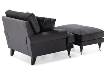 Andrew Lenestol med Fotskammel Fløyel - Mørkegrå/Krom - Møbler - Stoler - Lenestoler - Fløyelslenestol