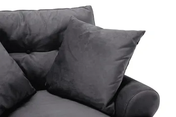 Andrew Lenestol med Fotskammel Fløyel - Mørkegrå/Messing - Møbler - Stoler - Lenestoler - Fløyelslenestol