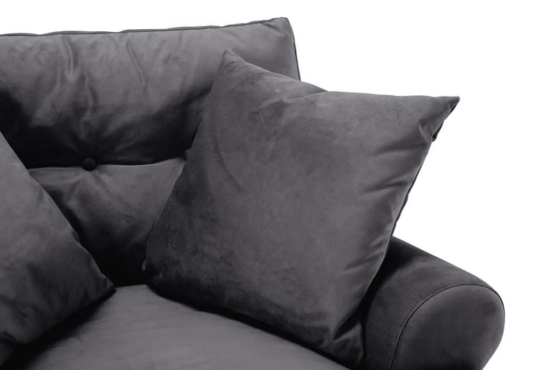 Andrew Lenestol med Fotskammel Fløyel - Mørkegrå/Messing - Møbler - Stoler - Lenestoler - Fløyelslenestol