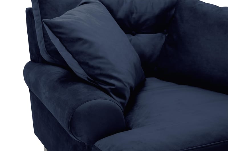 Andrew Lenestol med Fotskammel Fløyel - Midnattsblå/Krom - Møbler - Stoler - Lenestoler - Fløyelslenestol
