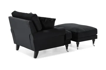 Andrew Lenestol med Fotskammel Fløyel - Svart/Krom - Møbler - Stoler - Lenestoler - Fløyelslenestol