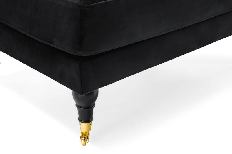 Andrew Lenestol med Fotskammel Fløyel - Svart/Messing - Møbler - Stoler - Lenestoler - Fløyelslenestol