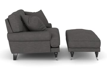 Andrew Lenestol med Fotskammel - Mørkegrå/Krom - Møbler - Stoler - Lenestoler - Howard lenestol