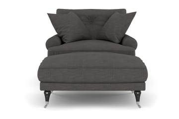 Andrew Lenestol med Fotskammel - Mørkegrå/Krom - Møbler - Stoler - Lenestoler - Howard lenestol