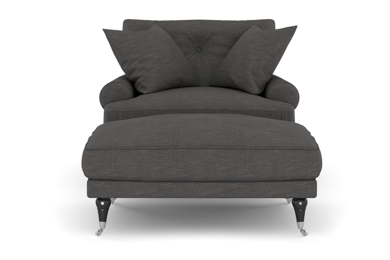 Andrew Lenestol med Fotskammel - Mørkegrå/Krom - Møbler - Stoler - Lenestoler - Howard lenestol