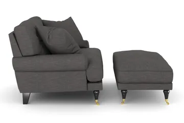 Andrew Lenestol med Fotskammel - Mørkegrå/Messing - Møbler - Stoler - Lenestoler - Howard lenestol