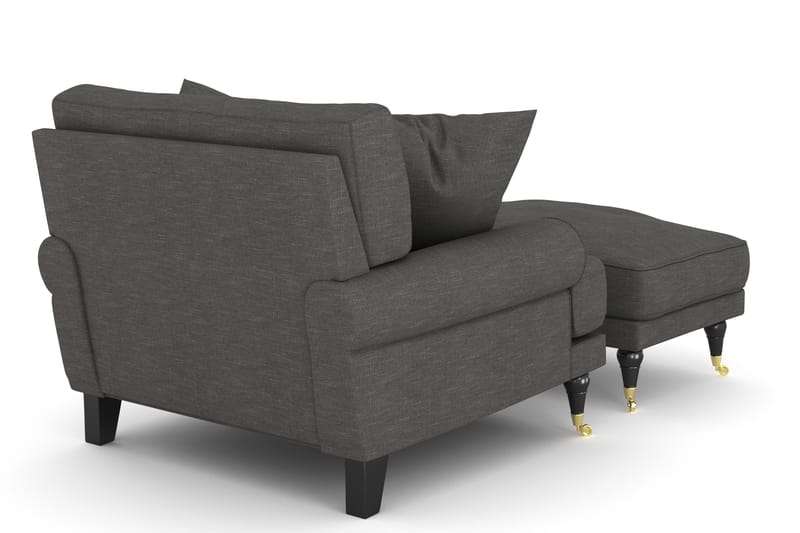 Andrew Lenestol med Fotskammel - Mørkegrå/Messing - Møbler - Stoler - Lenestoler - Howard lenestol